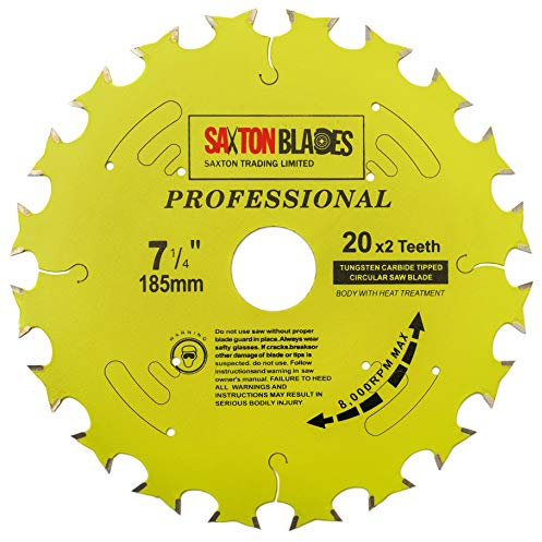Saxton TCT18520DT Lame de scie circulaire de la gamme professionnelle TCT, Double vie, 185 mm x 20 x 2 dents, compatibles avec Evolution Bosch Dewalt Makita