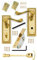 Jedo Solid Brass Georgian Brass Lever Bathroom Door Handles + 64mm Bathroom Lock + 3 Hinges