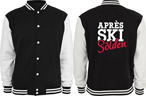 Textilhandel Hering Collegejacke - Apres Ski Sölden (Schwarz/Weiß, XS)