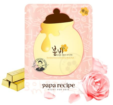 Papa Recipe. Bombee Rose Gold Honey Mask 25g Box of 10 | Korean Skin Care Hydrating Face Mask | Korean Beauty Honey Face Mask for Dry & Sensitive Skin | Moisturizes and Hydrates Beauty from Within
