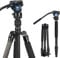 SIRUI Travel Tripod for Camera, 63 Portable Carbon Fibre Tripod and Monopod with Fluid Head VA-5, Compact Tripod with Centre Column for Video Camera, DSLR, Camcorder, Max Load 3kg, Traveler VC