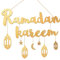 Ramadan Kareem Schriftzug aus Holz Hänge Schild Gold Ramadan Mubarak Dekoration für Wand Tür Fenster Ornamente usw.