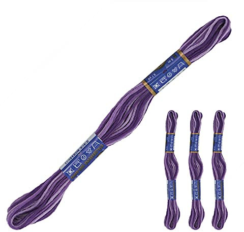 3 Docken Stickgarn je ca. 8m Sticktwist mit Farbverlauf 100% Baumwolle Stickerei Farbwahl, Farbe :45272 Lilatöne