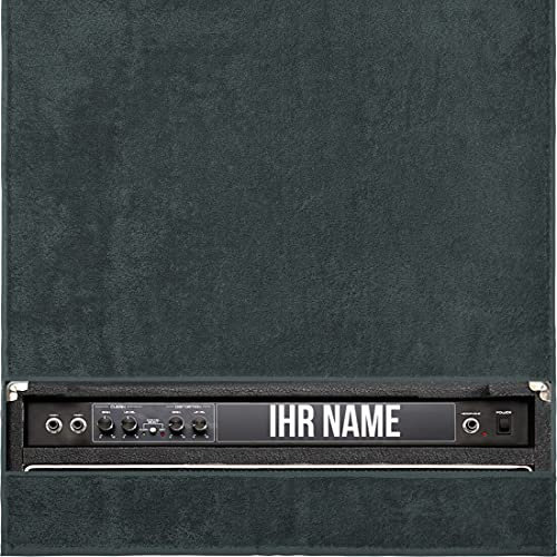 Duschtuch mit Namen - personalisiert - Motiv Verstärker - viele Farben & Musik-Motive - Dusch-Handtuch - anthrazit - Größe 70x140 cm - persönliches Geschenk mit Wunsch-Motiv und Wunsch-Name