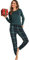 Vlazom Pyjama Femme Hiver Ensemble de Pyjama à Manches Longues Vêtements de Nuit à Carreaux avec Poches pour Noël，A-Vert Foncé，XXL