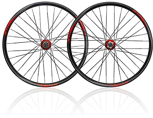Mountainbike Radsatz 26 27.5 29 Zoll Laufradsatz Nabendynamo 32H Schnellspanner Doppelwandige Aluminiumlegierung Fahrradradsatz Scheibenbremse Für Brakes/Felgenbremse ( Color : Red , Size : 26 inch )