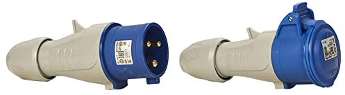 Legrand, Fiche CEE 32 A, bleu 3 broches (2P+PE), 6 h (230 V/32 A), indice de protection IP44, IK09, 090107. & 555104 Prise mobile P17 IP44 16A, 200V~ à 250V~, 2P+T