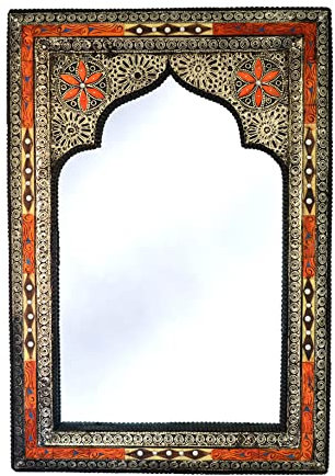Orient Spiegel Wandspiegel, Spiegel orientalisch 40x60, Spiegel zum Aufhängen, Spiegel Deko, handgefertigter Vintage Antik Rahmen, Marokkanischer Spiegel groß, Spiegel Holz, Spiegel Wand