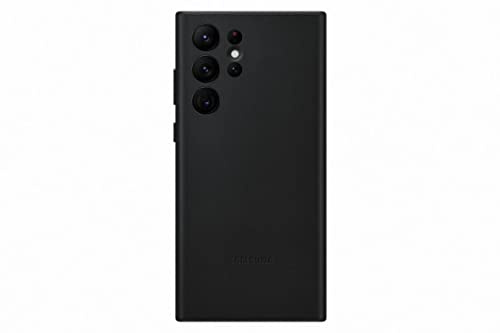 Samsung Leather Smartphone Cover EF-VS908 für Galaxy S22 Ultra, Handy-Hülle, echtes Leder, Schutz Case, stoßfest, premium, Schwarz