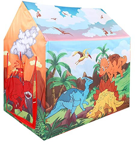 SOKA Dinosaur Playhouse for Kids Indoor Outdoor Foldable Play Tent Game Birthday Party Tunnel Play for Home Bedroom Garden Camping Beach Children Boys Girls Toddler