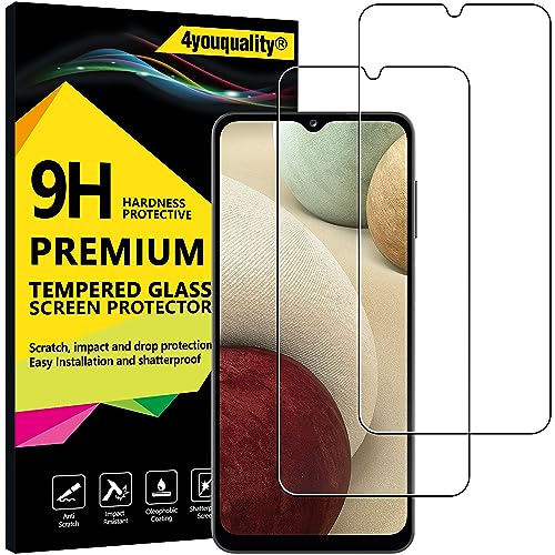 4youquality Protection d'écran pour Samsung Galaxy A12/A32 5G/A02s/A03s | Verre trempé, dureté 9H, lot de 2, résistant aux chocs, anti-rayures, incassable, ultra transparent