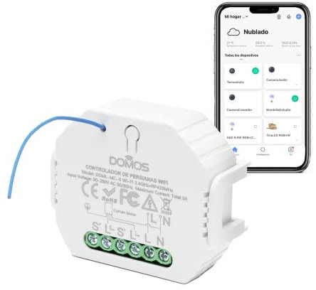 Domos - Módulo Wifi Inteligente para Persianas y Cortinas | Interruptor Programable para Persianas con Control Remoto | Compatible con Alexa y Google Assistant | Domótica para el Hogar | Smart Home