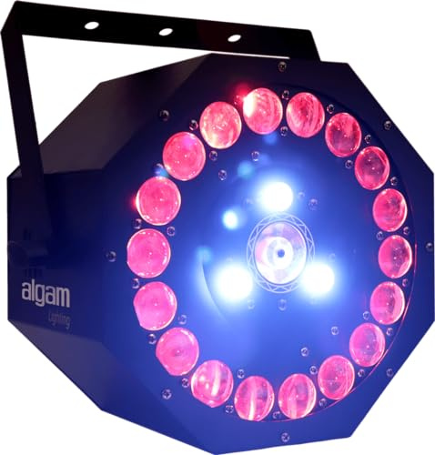 ALGAM LIGHTING - SUNFLOWER - 3-in-1-LED-Kombiprojektor – Sonneneffekt, Stroboskop, Laser – Laserklasse 3B – IP20 – 4,55 kg, 340 x 230 x 350 mm