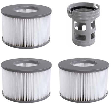 Denkmsd Filterkartuschen für MSpa Whirlpoal, Filter Zubehör für MSpa aufblasbare Pools, 3pcs Filter + Filterhalter im Lieferumfang, Nachrüstset Modell bis 2019