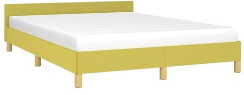vidaXL Bettgestell mit Kopfteil, Bettrahmen mit Lattenrost, Bett Polsterbett mit Stützbeinen, Schlafzimmerbett Doppelbett, Grün 140x200cm Stoff