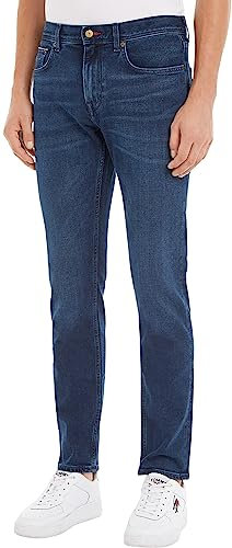Tommy Hilfiger Jean Homme Core Straight Denton Stretch, Bleu (Bridger Indigo), 34W / 34L