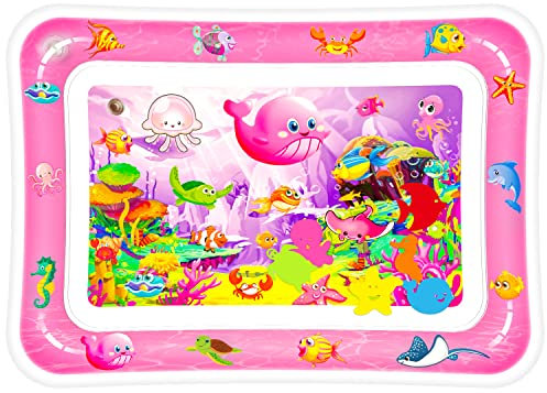 Tapis d'eau Gonflable pour Bébé Tapis de Jeu en PVC Imperméable Centre d'Activité Amusante Doux et Confortable (Couleur rose)