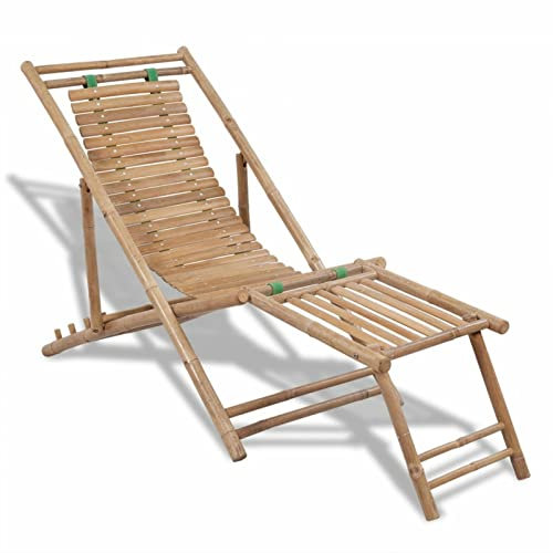 XIAOGUANG Garten-Liegestuhl mit Fußablage, Gartensessel, Campingstuhl, Terassenstühle, Gartenmöbel, Balkon Stühle, Balkonstuhl, Hochlehner, Stühle Für Draußen, Bambus