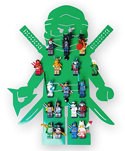 moin minis Kinderzimmerregal für 18 Minifiguren kompatibel mit Ninja Figuren Klemmbausteinen, Aufbewahrungsregal Schaukasten Regal Wandregal Ordnungssystem Sammelvitrine