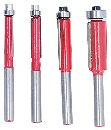 4Pcs Flush Trimming Knife, Alloy Ball Bearing, Fast, Smooth, Accurate Trimming, Accurate Trimming Platen, Template, Cutting Diameter, 1/4, 5/16, 3/8, 1/2