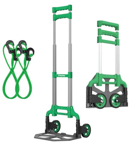 Keyoung Carrello Pieghevole Carico 90kg Estrattore Telescopico 110cm Carrello Portapacchi Pieghevole con 2 Corde di Espansione