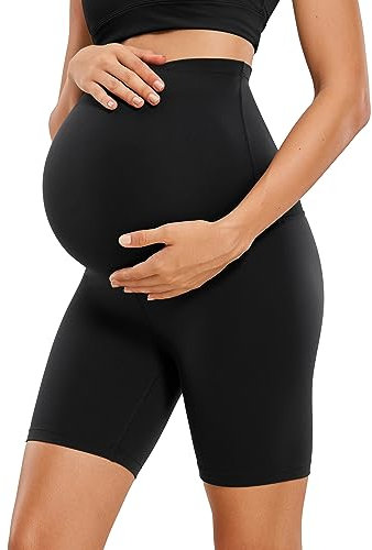 CRZ YOGA Womens Butterluxe Maternity Yoga Shorts Pantalones Cortos para Embarazadas - 15cm Negro 42