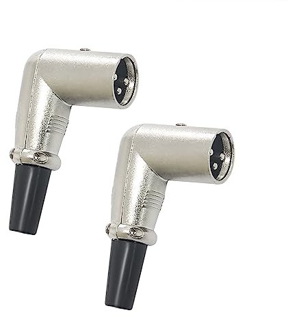 MAD OWL 90 Degree XLR Cable,3 Pin Microphone Elbow,Pro Audio DJ XLR Male Connectors (2 Pack)