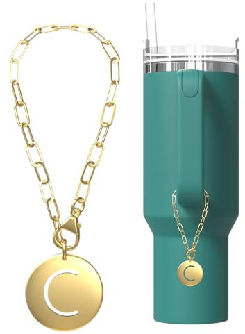 Stanley Accessories Charms Gold Stanley Accessories 40 oz A-Z Letter Charm for Stanley Cup Tumbler Accessories Compatible with Yeti & Hydro Flask, C, Metal Gold Silver, gold silver initial