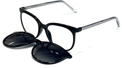 INVU. M4313A Damenrahmen mit Clip-on mit Magnet, polarisiert, Modell M4313A, schwarz hochglanz, 53 EU