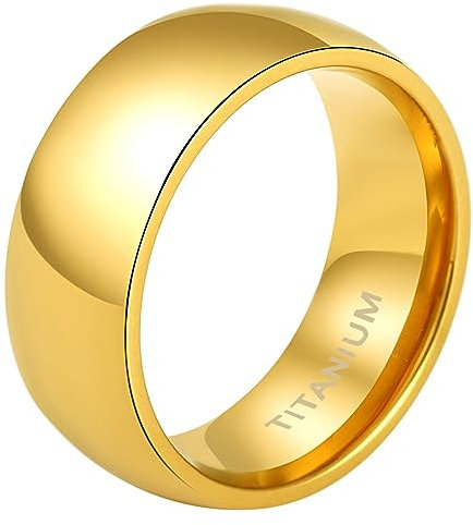 Cupimatch Titan Ring Herren Damen Bandring Finger Ringe Glatt, Ehering Verlobungsring Freundschaftsring Gold, Größe 65