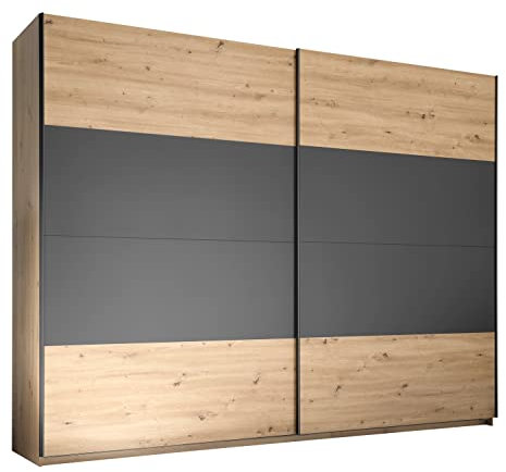Home4You Schwebetürenschrank - Artisan Eiche Dekor - Graphitfarben - 270 x 210 cm