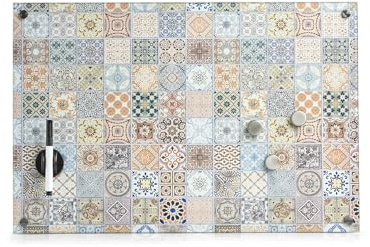 Magnettafel mit Mosaik-Effekt, Wandplaner für Kühlschrank mit Marker, aus Glas, 60 x 40 cm