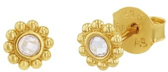 NOELANI Ohrstecker 925 Sterling Silber Damen Ohrschmuck, mit Zirkonia synth., 0,6 cm, Weiß, Blume, Kommt in Schmuck Geschenk Box, 2037933