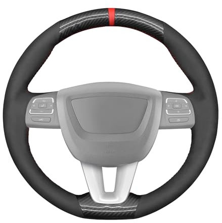 MEWANT Stitch Wildleder PU Kohlefaser Lenkradbezug kompatibel mit Seat Leon Alhambra Toledo Altea 2009–2012 Autozubehör