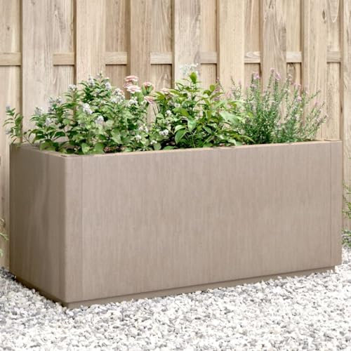 Juroupi Jardinière Marron Clair 80x36x35 cm PP Jardiniere sur Pieds,Bac avec Treillis,Jardiniere Terrasse