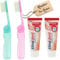Reiseset aus 2x Reisezahnbürste mit 2x Zahnpasta, Klappbare Reise Zahnbürste Set Travel Toothbrush Mini Zahnbürste mit Zahncreme für Festival Camping Handgepäck Reisen