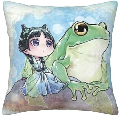 Zhongkaihua The Apothecary Diaries Anime Kissenbezug Maomao Himmel Fern bedruckt, quadratisch, Plüsch, pelzig, für Zuhause, Sofa, Bett, 45,7 x 45,7 cm