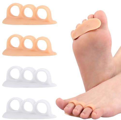 Zehenspreizer für alle Zehen - 4 Paar / 8 Stk. Zehentrenner Silikon für Damen & Herren - Zehenstrecker Korrektur Set gegen Hallux Valgus