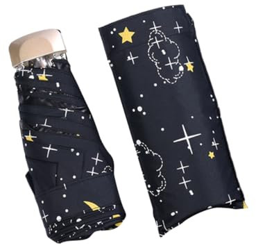 DEARMAMY 1pieza Sombrilla Plegable Anti-uv Ultra-ligera Varillas Vinilo Negro Protección Solar y Lluvia Para Llevar Bolso Diseño Compacto y Estampado Elegante