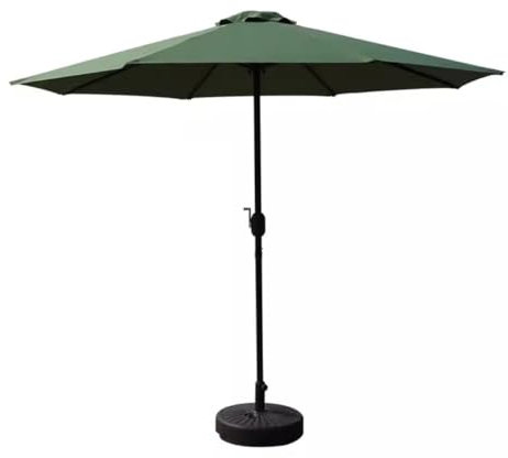 MCLIUJIA Parasol De Jardin Exterieur Parasol De Marché Extérieur en Aluminium De 8,8 Pieds avec Base De Parapluie Ronde en Résine Et Manivelle Parasol De Plage(C)
