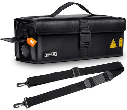 MUMUQ Ebike Akku Tasche 1400 °C Feuerfeste Box für Akkus Feuerfest Akkutasche Fahrrad für Aufladung, Transport, Lagerung, LIPO Batterie E-Bike Akku Schutzhülle E-Bike Zubehör 49 x 15 x 15 cm (M)