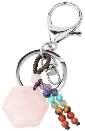 Porte-Clés En Cristal De Quartz Rose À La Mode, Géométrie Hexagramme, Pierre Précieuse Colorée, Porte-Clés De Voiture, Breloques De Sac Suspendues Pour Femmes Et Hommes, Cadeaux, Porte-Clés