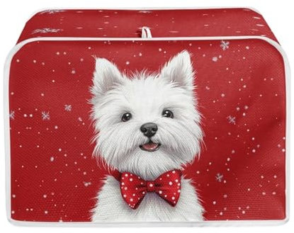 ZFRXIGN Christmas Westie Toaster Cover 4 Slice Wide Slot Small Appliance Covers Machine Washable Kitchen Decor Accessories Toaster Oven Cover West Highland White Terrier Red