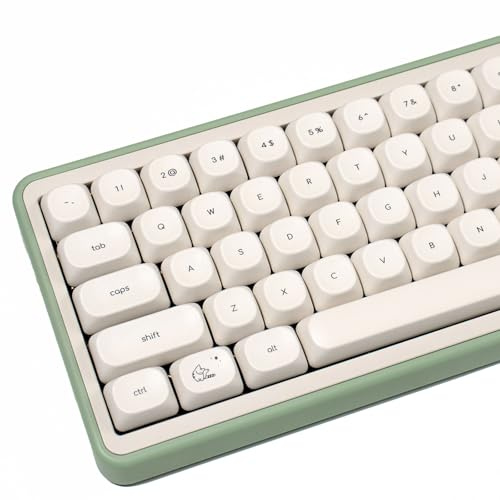 SUEHIODHY PBT Keycaps, 124 Keys MOA Profile, Cute Cat, White, USB Mechanical Keyboards
