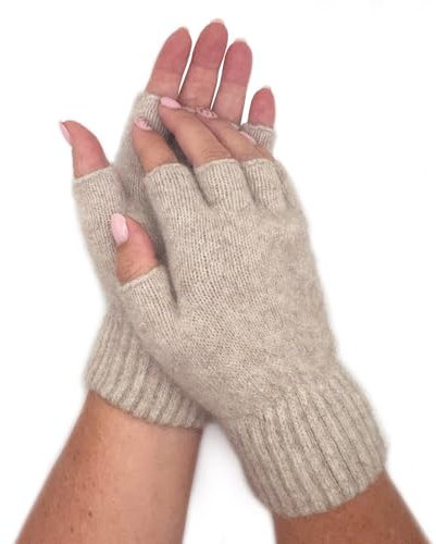 Native World Damen Possum Fingerlose Handschuhe aus Merinowolle für Damen und Herren, weich, extrem warm, natur, L