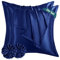 RUIKASI Satin Kissenbezug 80x80 Blau - 2er Set weicher Kopfkissenbezug Dunkelblau wie Seidenkissenbezug 80x80cm für Haar und Haut mit 2 Haargummis, Bessere Pflege als Silk Pillow Case Pillow Cover