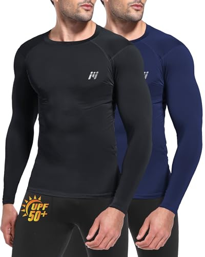 MEETWEE Rash Guard UPF50+ Kompressionsshirt Herren Langarm Funktionsshirt, UV Shirt Top Schwimmen Männer Sportshirt Surfen Schnelltrocknend Atmungsaktiv