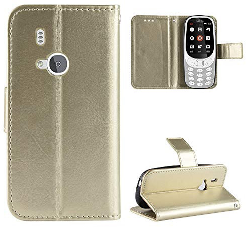 Jiajihua Hülle Kompatibel mit Nokia 3310 2017 [PU-Leder+Shell] [Flip Stand] [Kartenschlitz] [Magnetverschluss] Jin