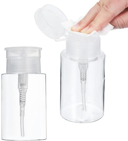 PATIKIL 5.28oz / 150ml Push Down Pump Dispenser, 2PCS Alcohol Pump Bottle Dispenser, Refillable Empty Containers for Makeup Remover Liquid, Clear