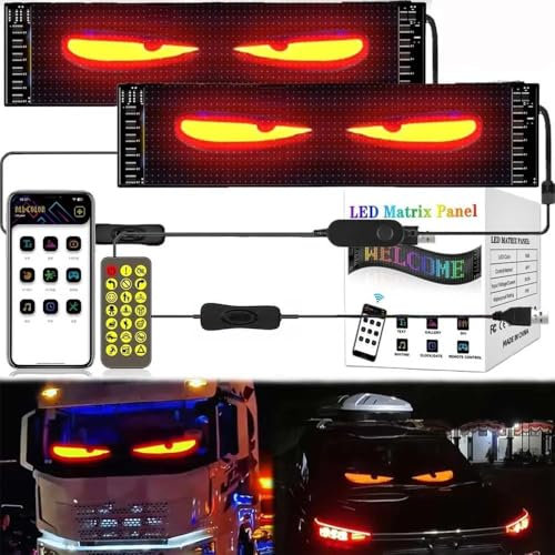 NEWFUN 2PCS Señalización LED Programable, Letrero Led Auto, Pantalla LED de 102 * 348 mm, 5 V / 2 A Panel LED RGB Con Bluetooth Smart Apps, Señalización Luminosa Personalizada Para Coches, Camiones